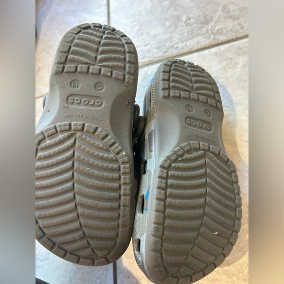 Blue and Grey Camo Crocs for Kids, Sz 13 - Picture 2 of 3